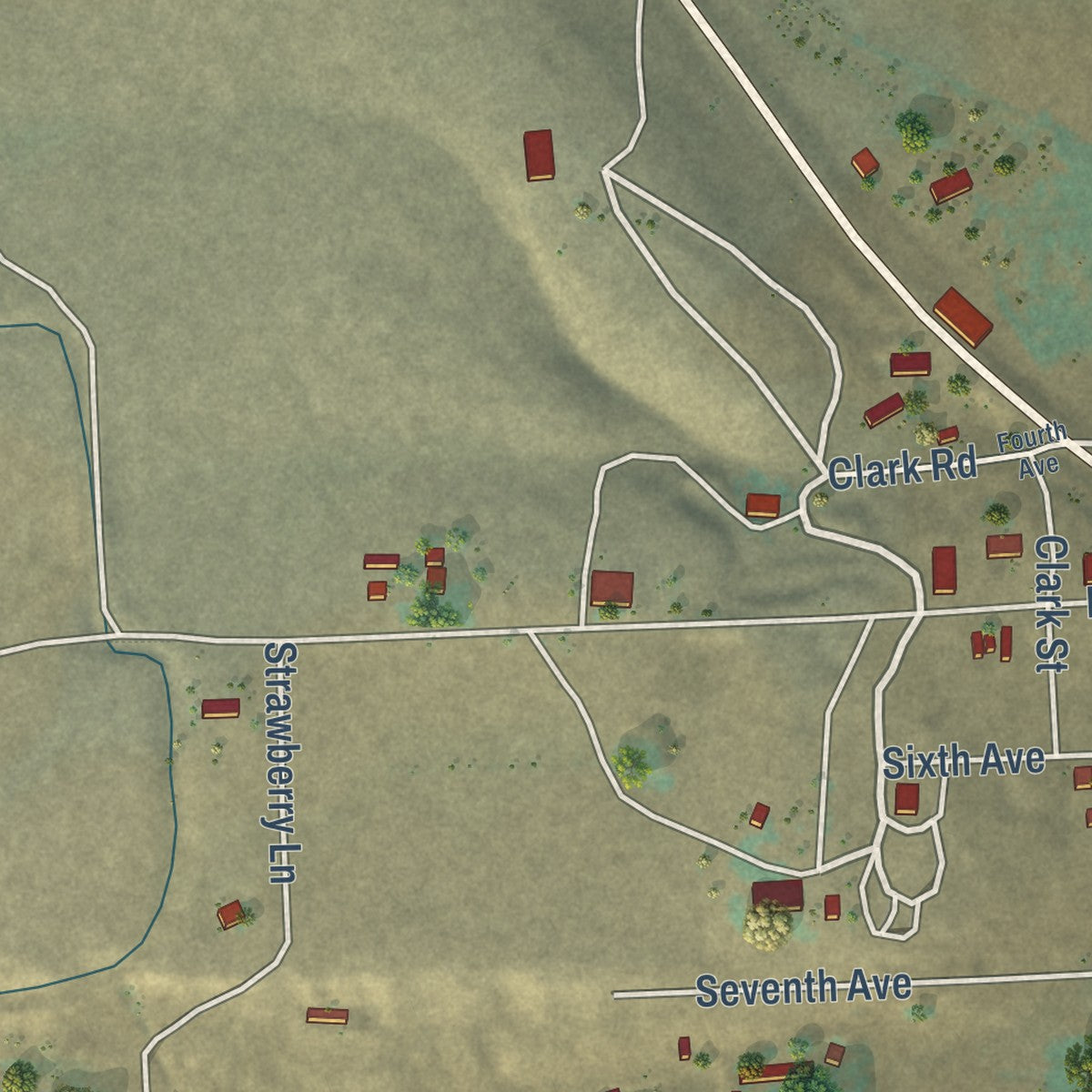 Close-up of the map of Brogan, Oregon print showing street and building detail