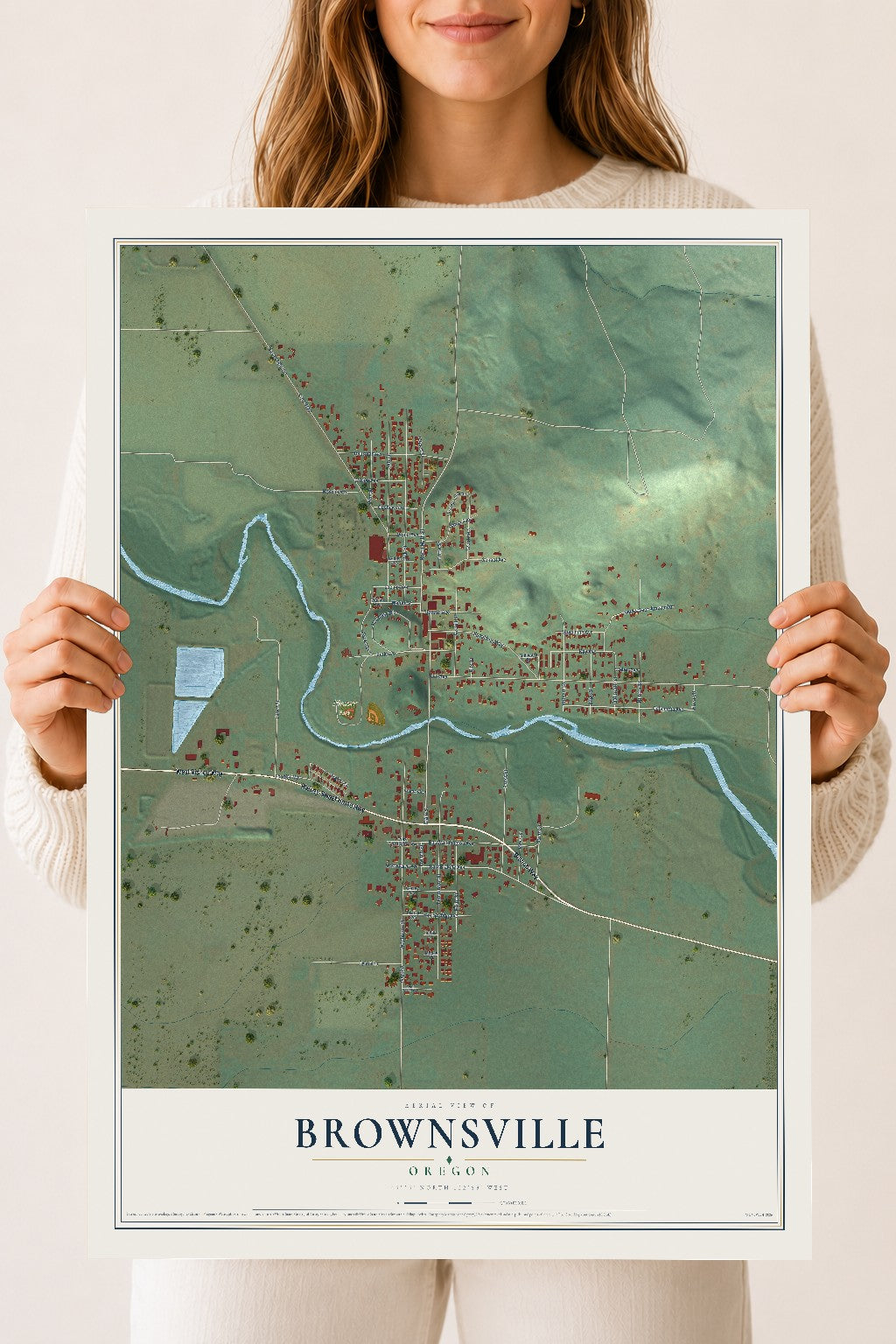 Map of Brownsville, Oregon, 18 x 24 inch unframed archival matte print