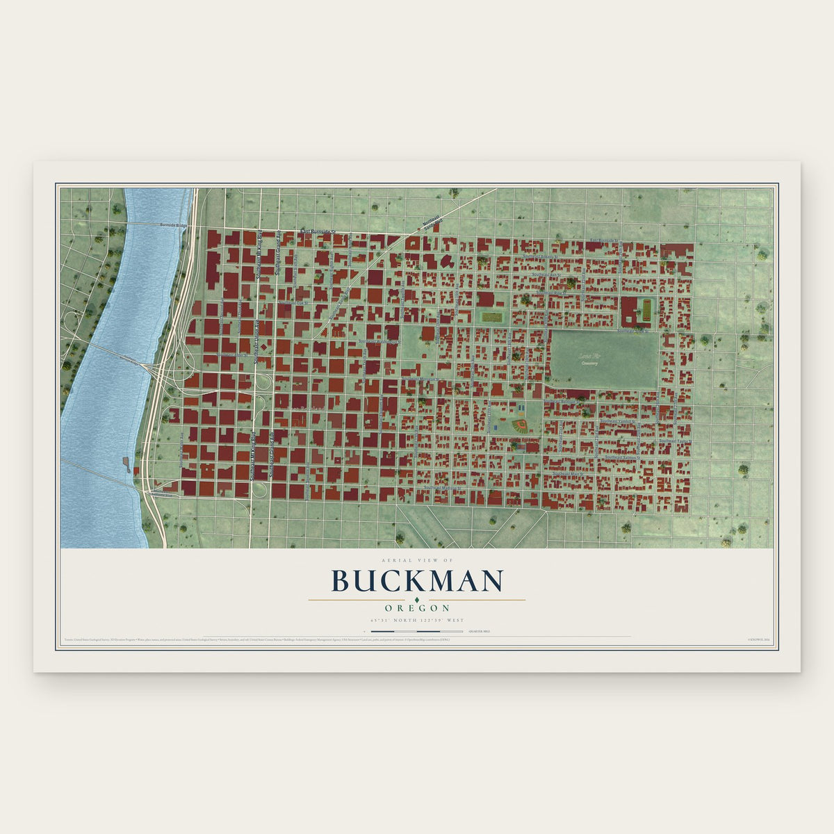 Buckman, Oregon map print, the full design