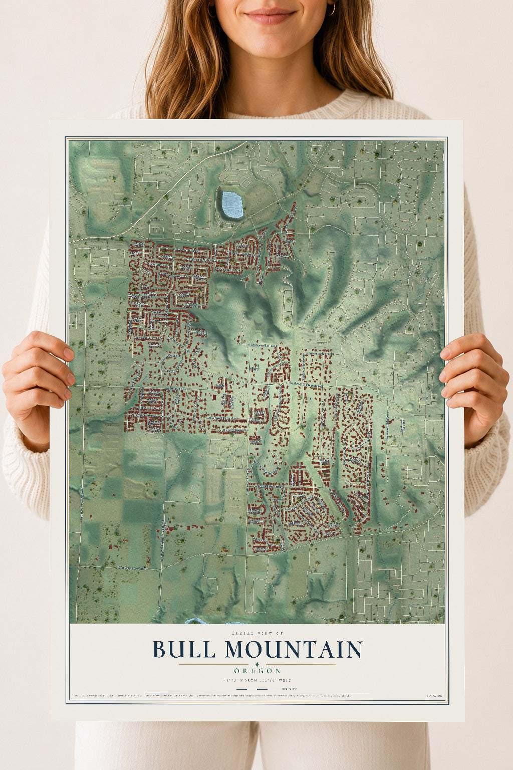 Map of Bull Mountain, Oregon, 18 x 24 inch unframed archival matte print