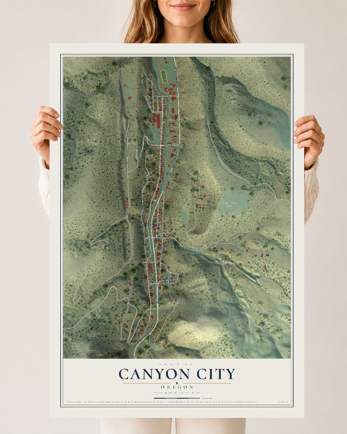 Map of Canyon City, Oregon, 24 x 36 inch unframed archival matte print