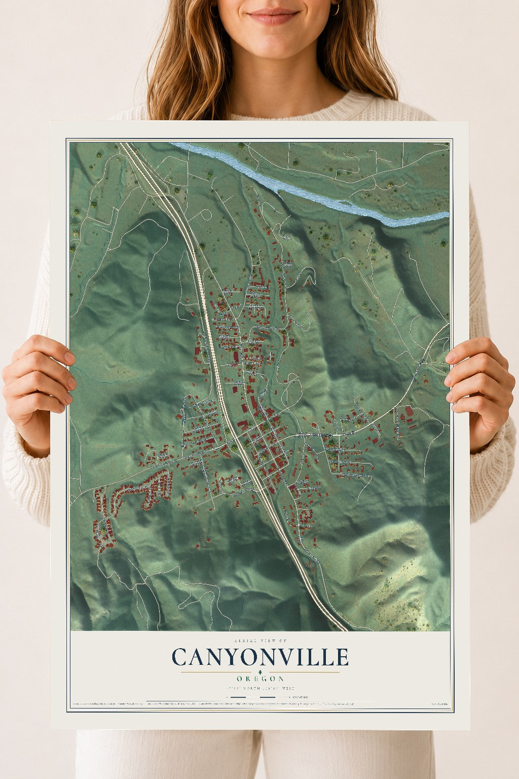 Map of Canyonville, Oregon, 18 x 24 inch unframed archival matte print