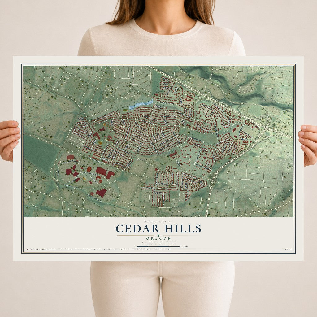 Map of Cedar Hills, Oregon, 18 x 24 inch unframed archival matte print