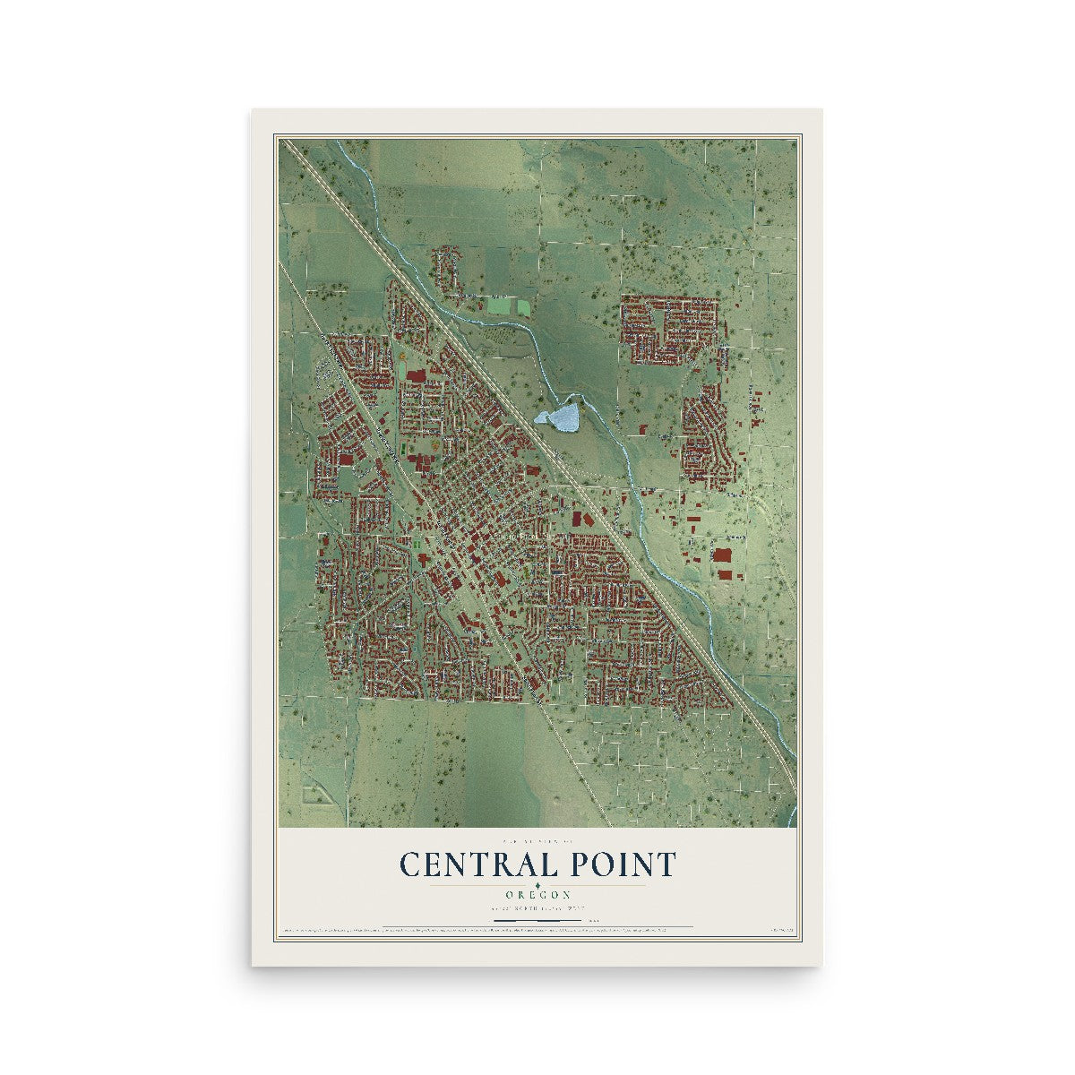Map of Central Point, Oregon, 12 x 18 inch unframed archival matte print