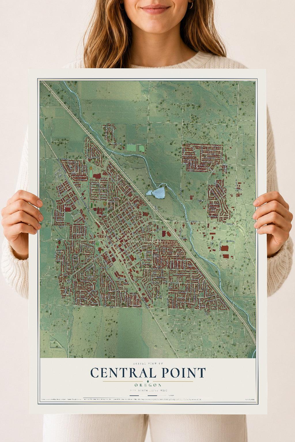Map of Central Point, Oregon, 18 x 24 inch unframed archival matte print