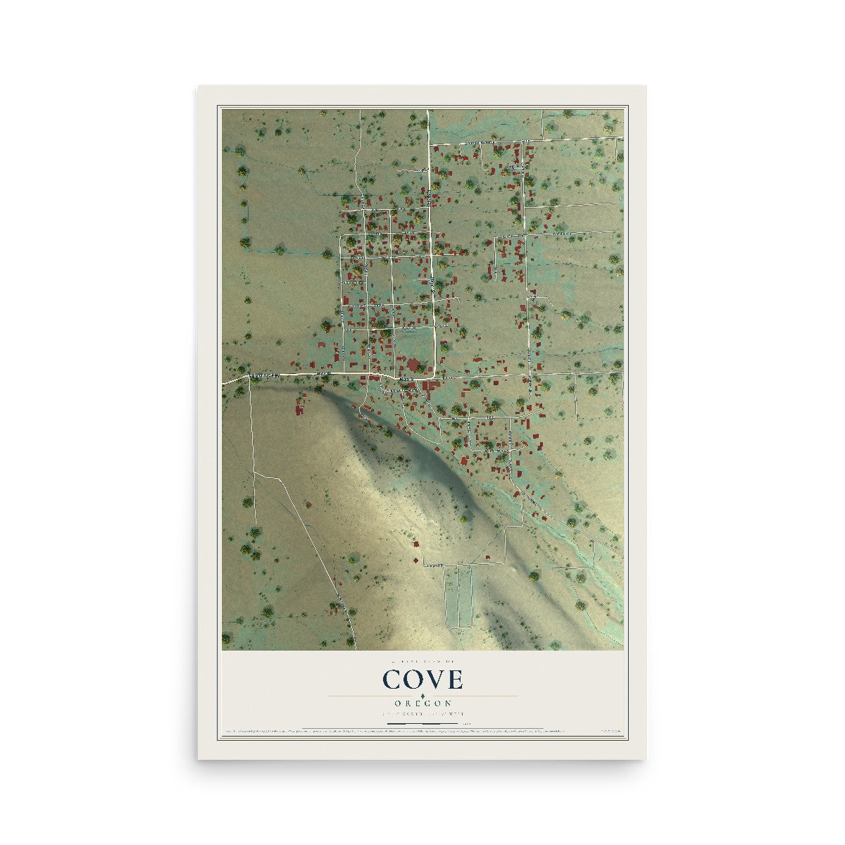 Map of Cove, Oregon, 12 x 18 inch unframed archival matte print