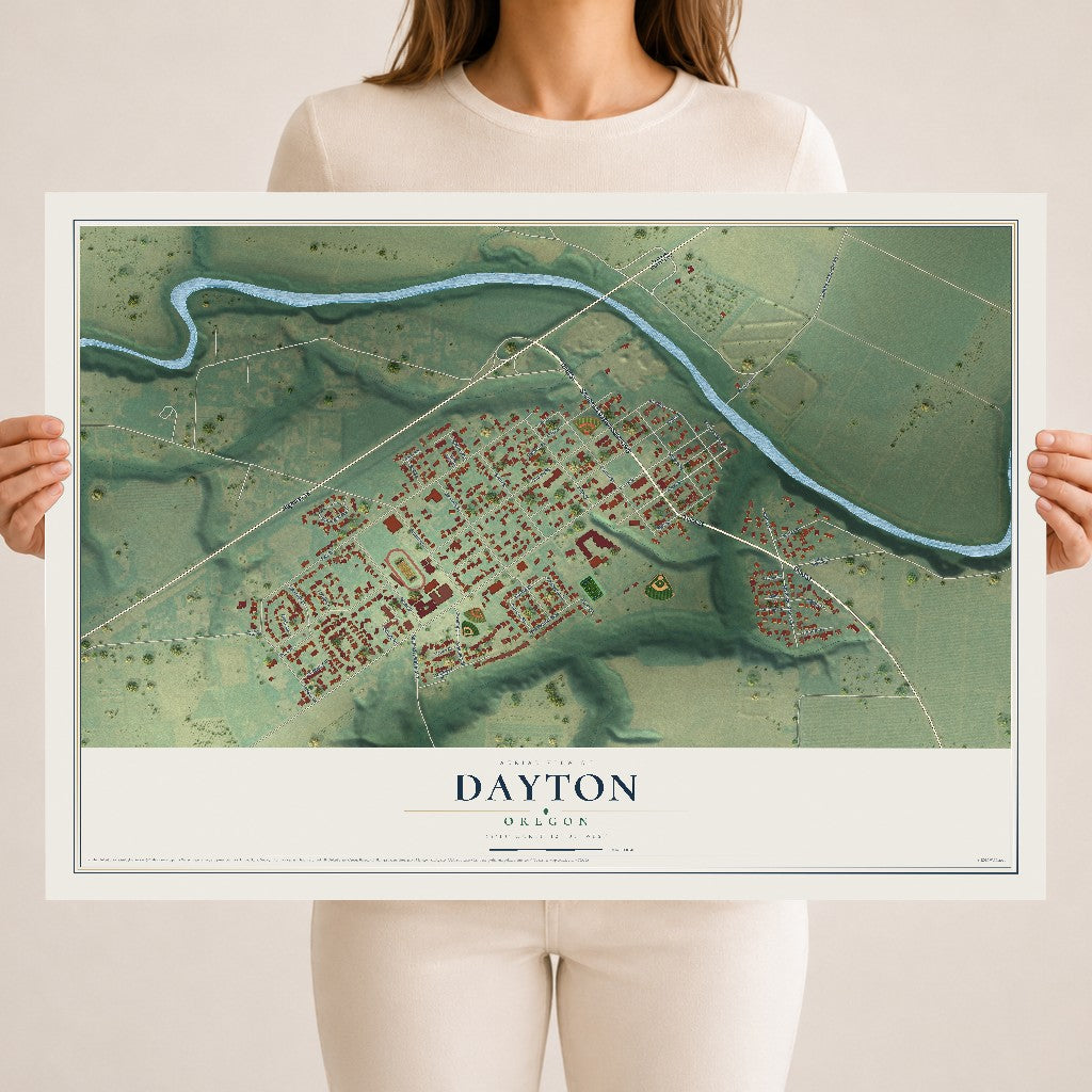 Map of Dayton, Oregon, 18 x 24 inch unframed archival matte print