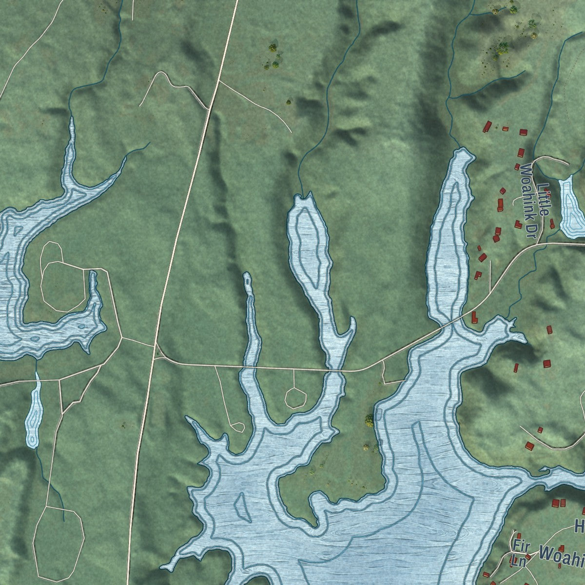Second close-up of the map of Dunes City, Oregon print showing more streets and buildings