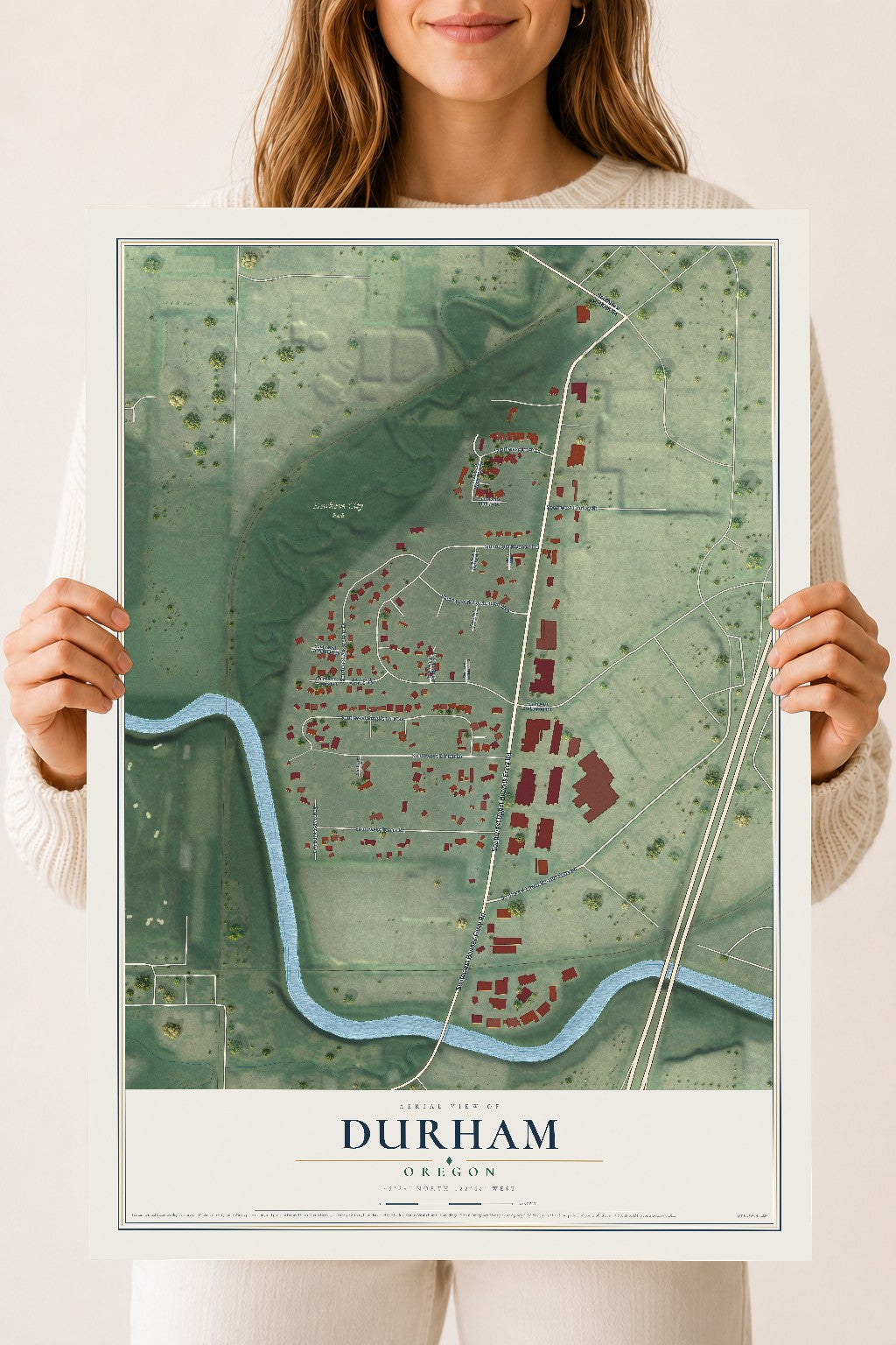 Map of Durham, Oregon, 18 x 24 inch unframed archival matte print