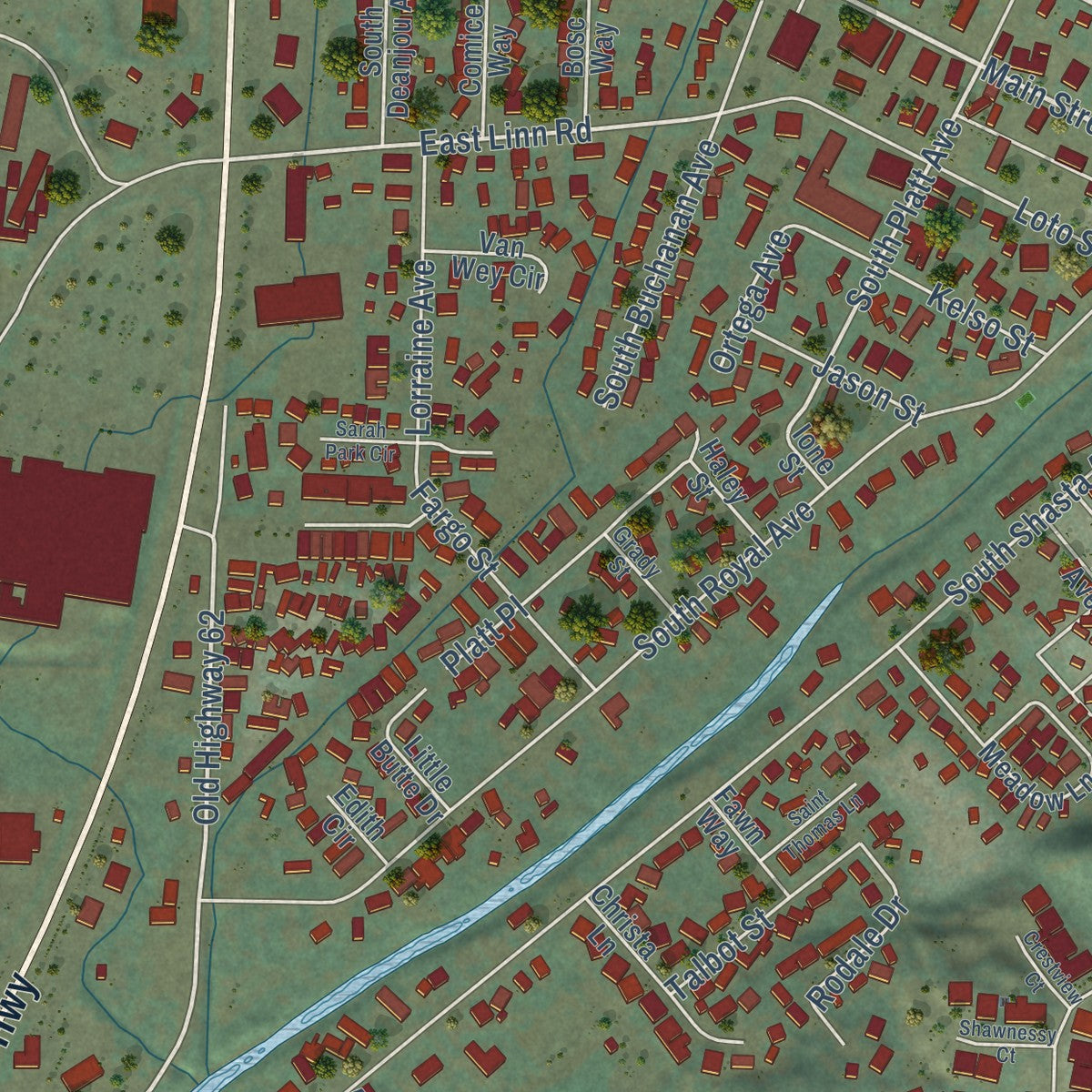 Second close-up of the map of Eagle Point, Oregon print showing more streets and buildings