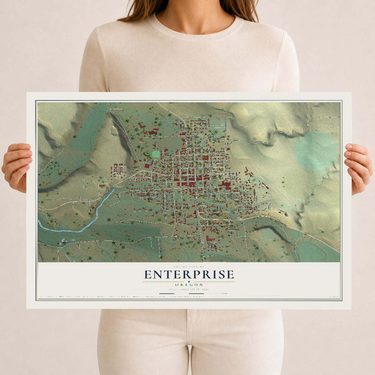 Map of Enterprise, Oregon, 12 x 18 inch unframed archival matte print