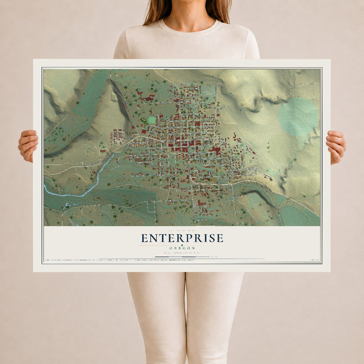 Map of Enterprise, Oregon, 24 x 36 inch unframed archival matte print