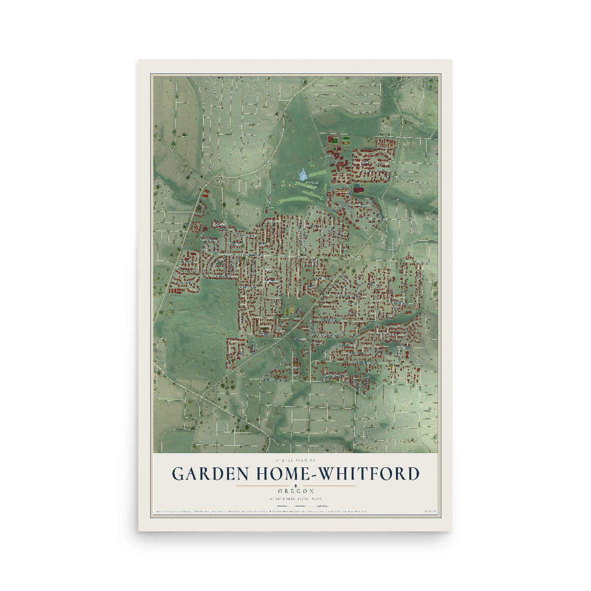 Map of Garden Home-Whitford, Oregon, 12 x 18 inch unframed archival matte print