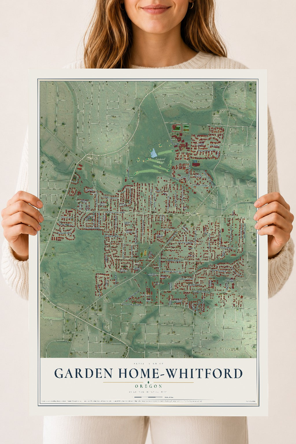 Map of Garden Home-Whitford, Oregon, 18 x 24 inch unframed archival matte print