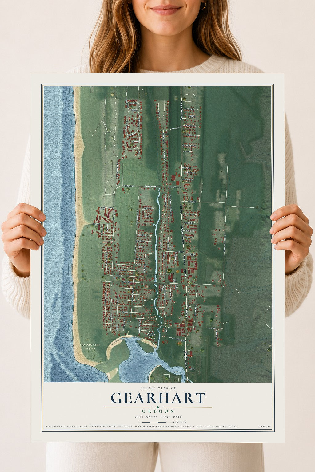 Map of Gearhart, Oregon, 18 x 24 inch unframed archival matte print