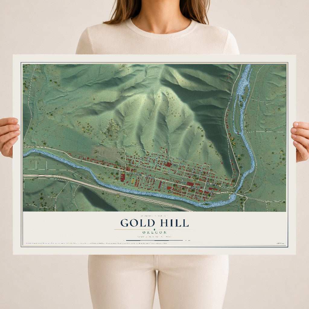 Map of Gold Hill, Oregon, 18 x 24 inch unframed archival matte print
