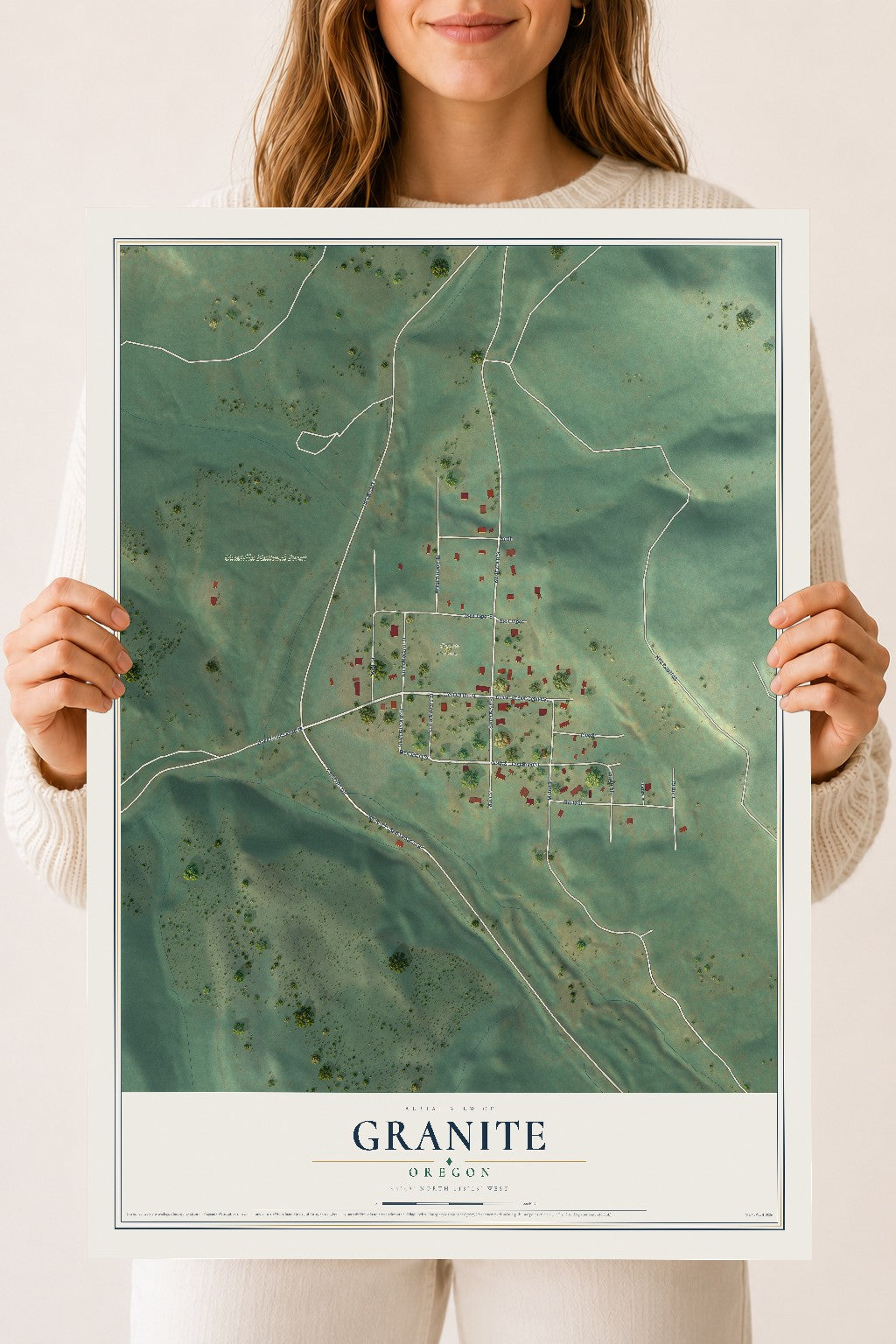 Map of Granite, Oregon, 18 x 24 inch unframed archival matte print