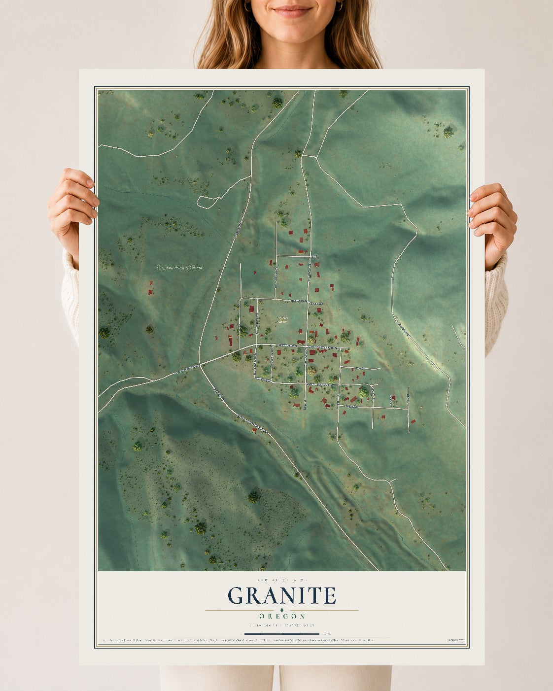 Map of Granite, Oregon, 24 x 36 inch unframed archival matte print