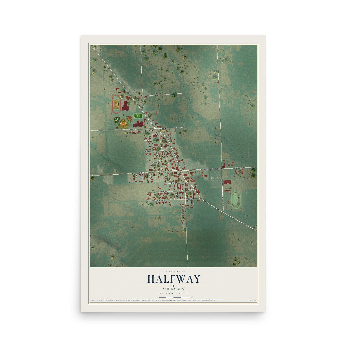 Map of Halfway, Oregon, 12 x 18 inch unframed archival matte print