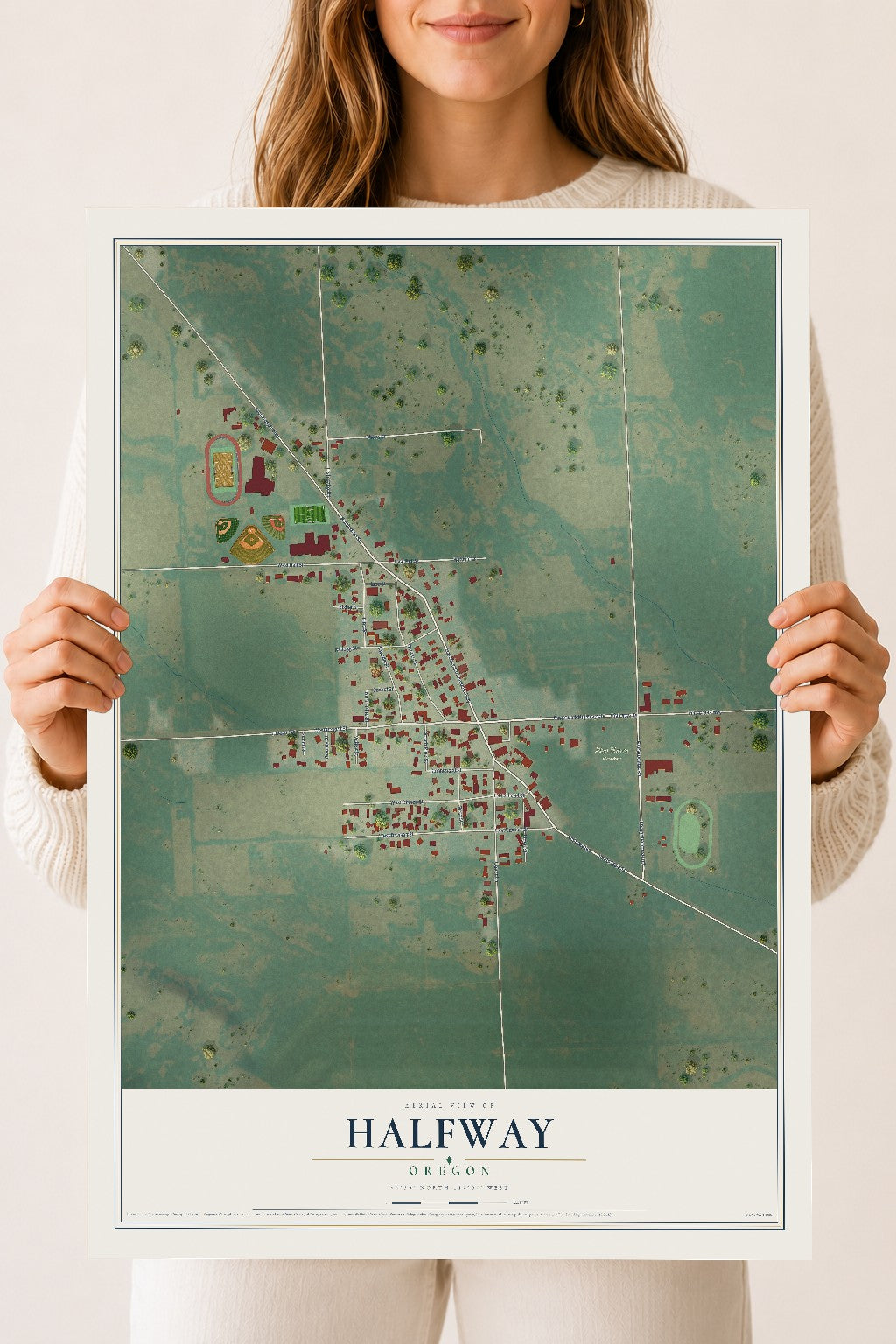Map of Halfway, Oregon, 18 x 24 inch unframed archival matte print