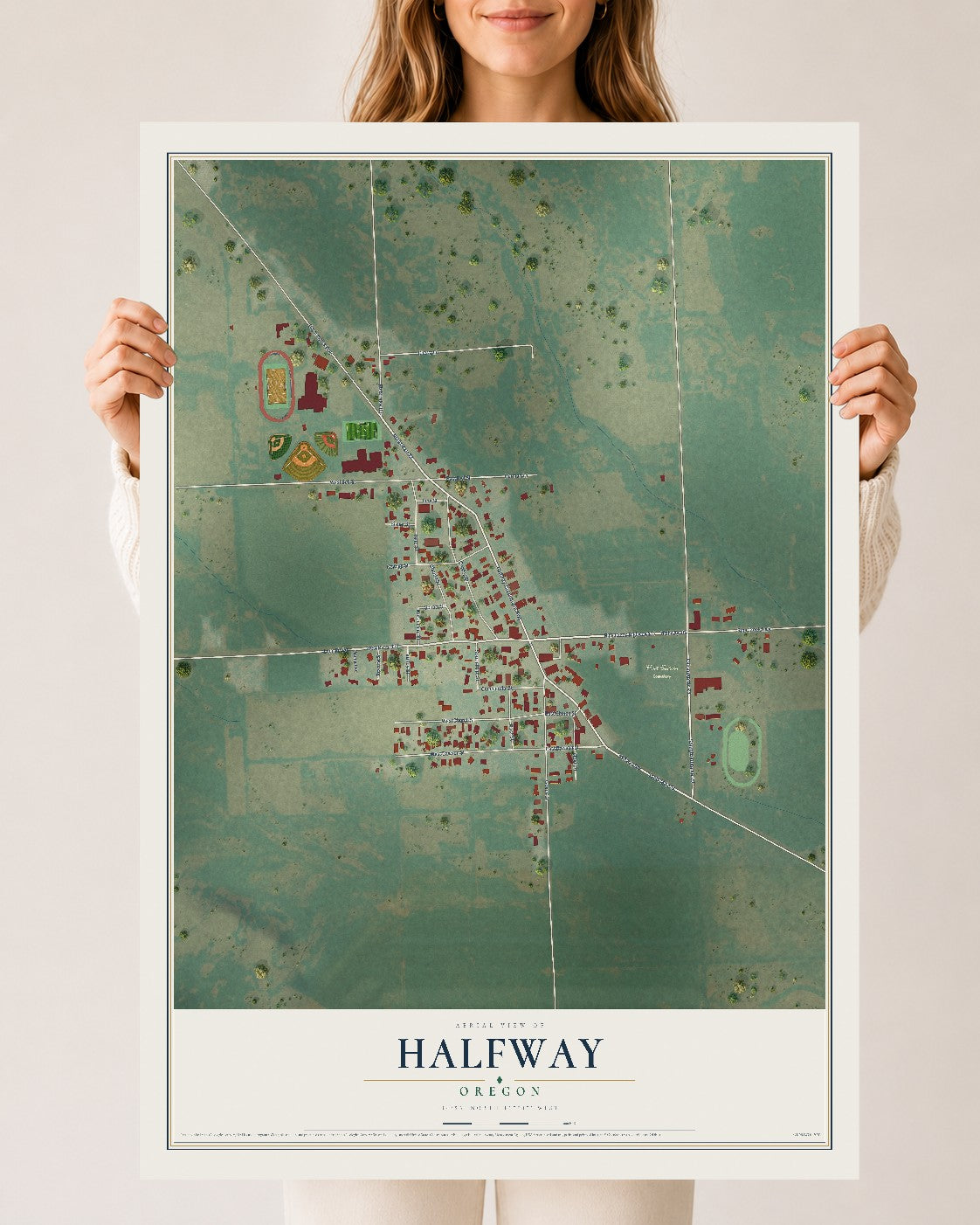 Map of Halfway, Oregon, 24 x 36 inch unframed archival matte print