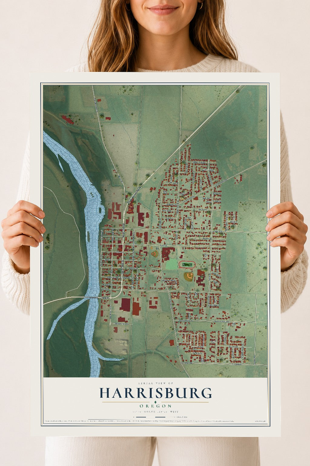 Map of Harrisburg, Oregon, 18 x 24 inch unframed archival matte print
