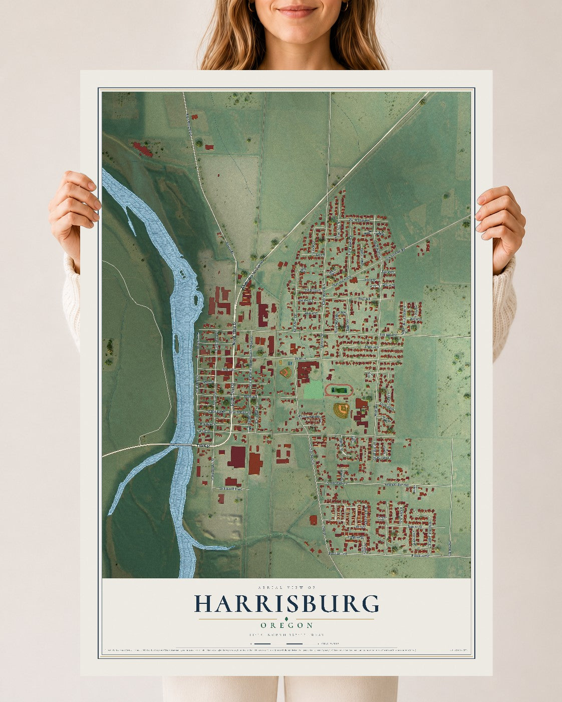 Map of Harrisburg, Oregon, 24 x 36 inch unframed archival matte print