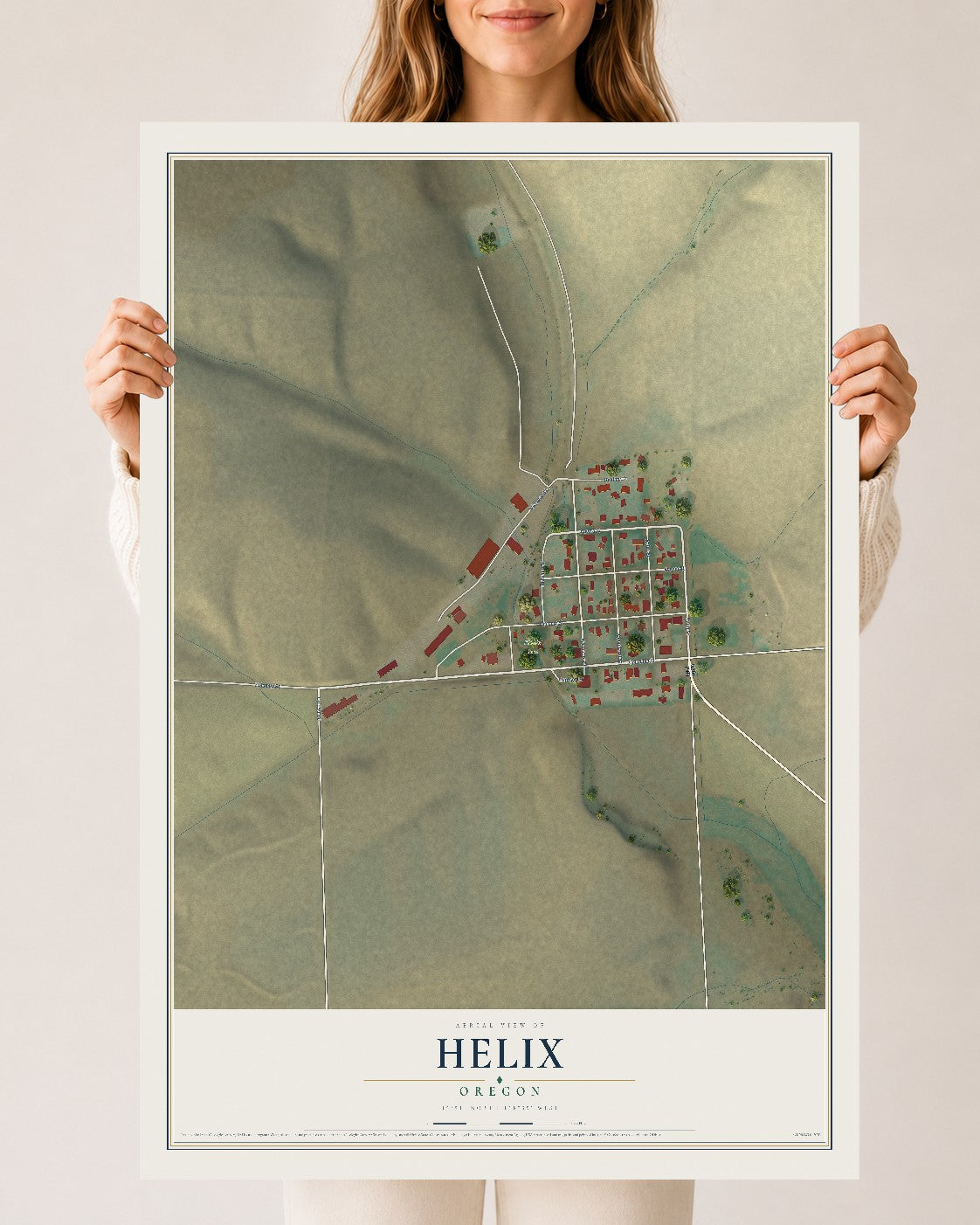 Map of Helix, Oregon, 24 x 36 inch unframed archival matte print