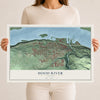 Map of Hood River, Oregon, 12 x 18 inch unframed archival matte print