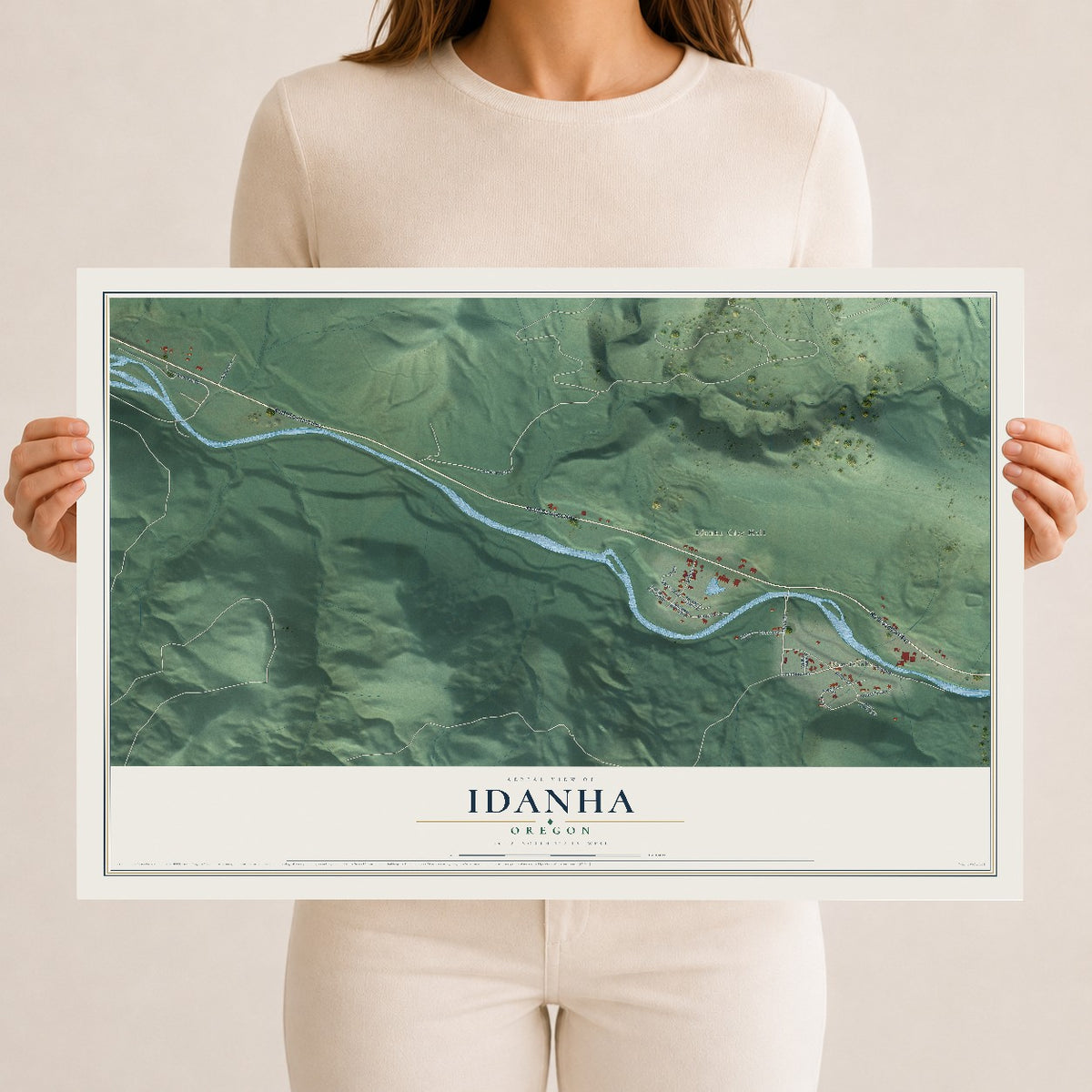Map of Idanha, Oregon, 12 x 18 inch unframed archival matte print