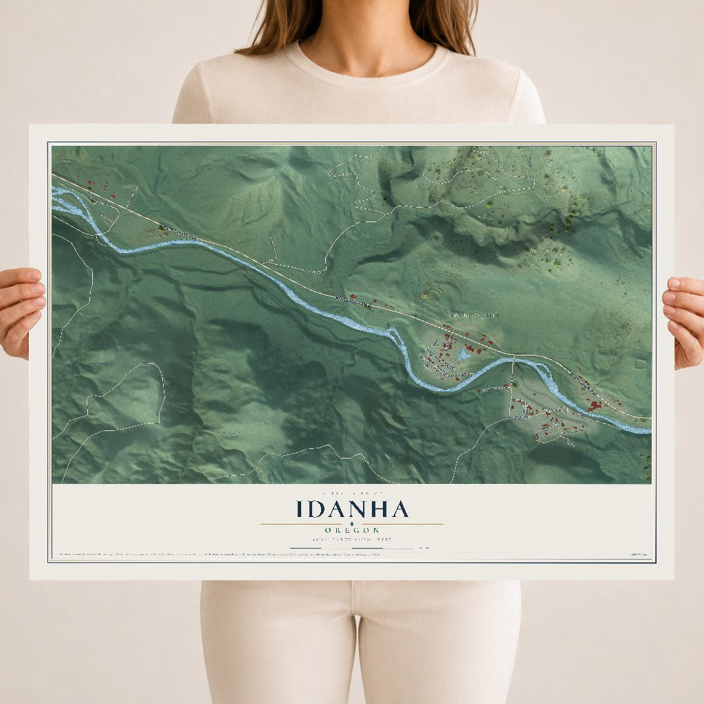 Map of Idanha, Oregon, 18 x 24 inch unframed archival matte print
