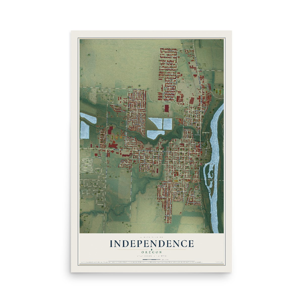 Map of Independence, Oregon, 12 x 18 inch unframed archival matte print