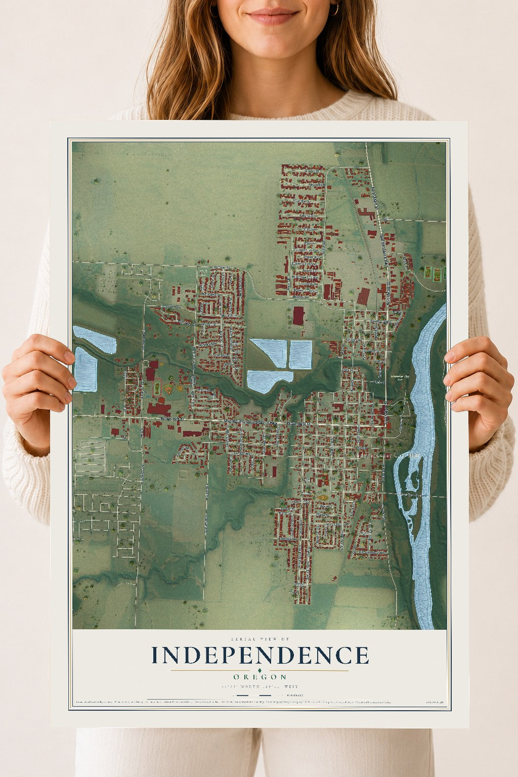 Map of Independence, Oregon, 18 x 24 inch unframed archival matte print