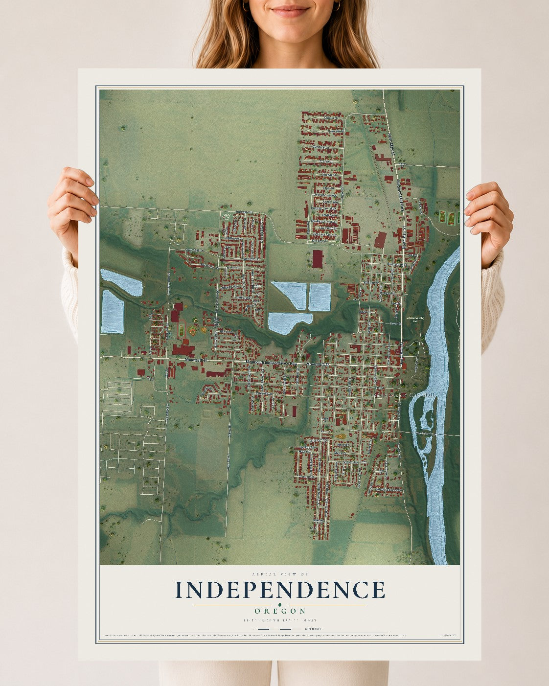 Map of Independence, Oregon, 24 x 36 inch unframed archival matte print