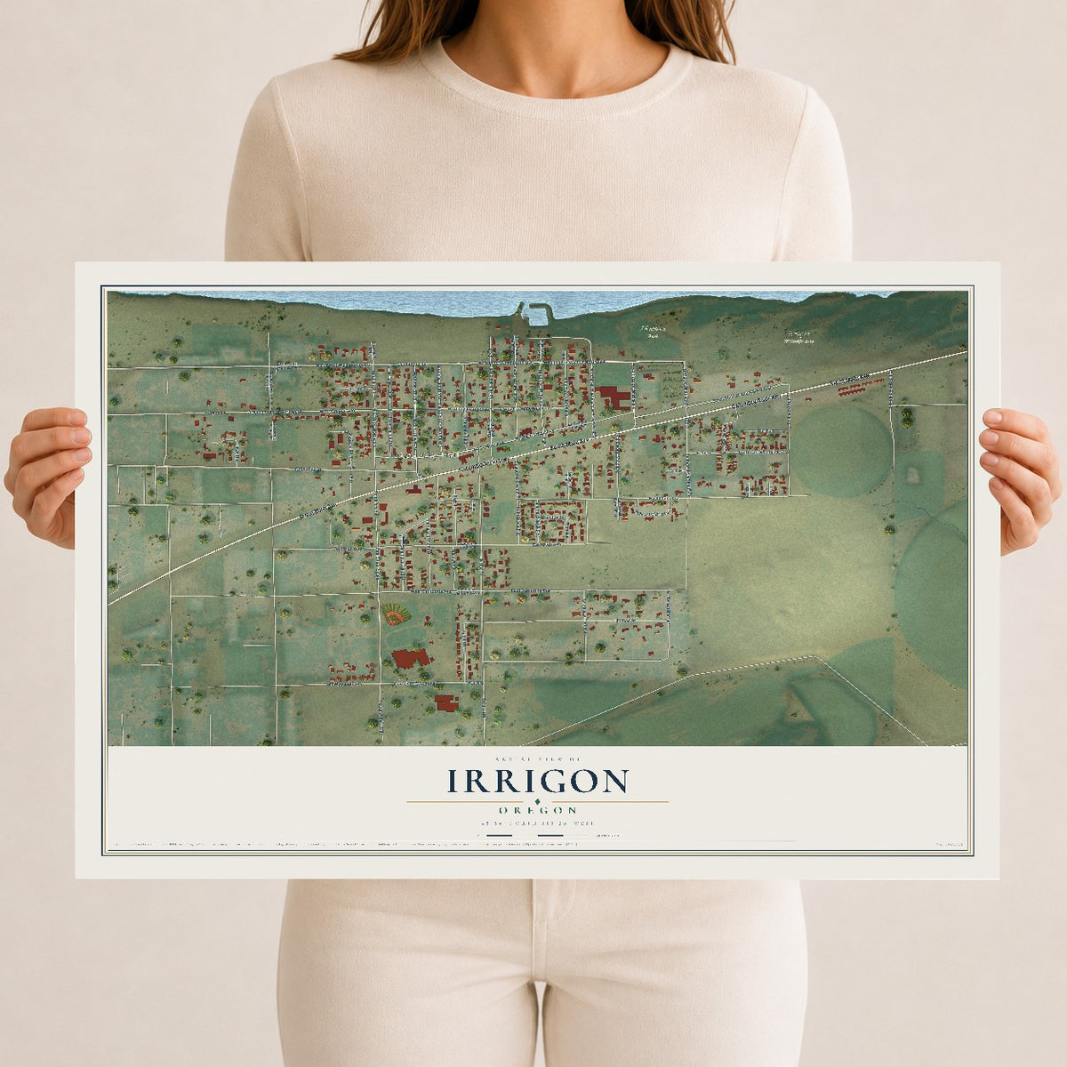 Map of Irrigon, Oregon, 12 x 18 inch unframed archival matte print