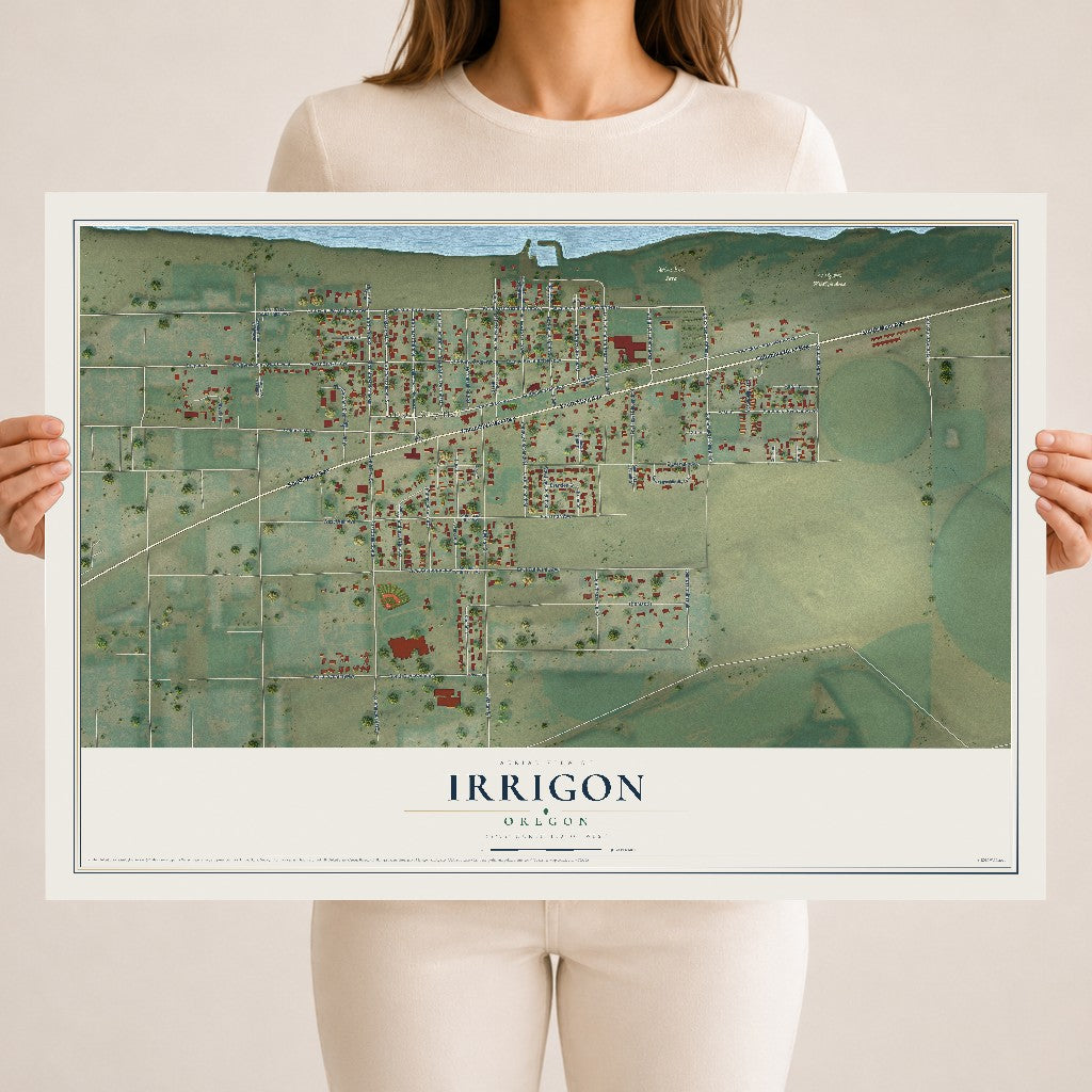 Map of Irrigon, Oregon, 18 x 24 inch unframed archival matte print