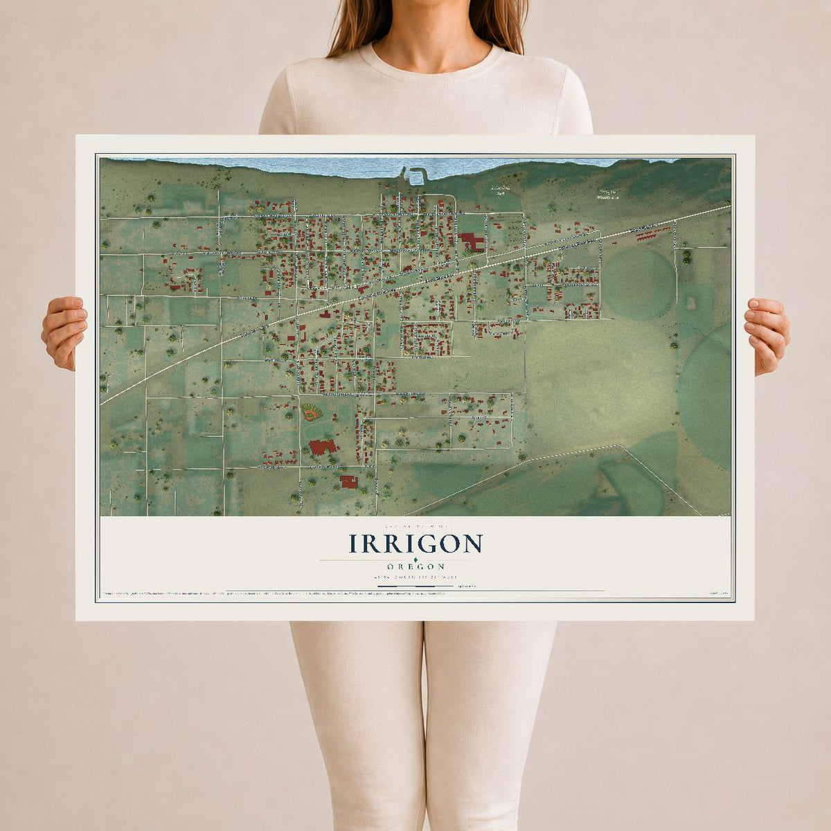 Map of Irrigon, Oregon, 24 x 36 inch unframed archival matte print