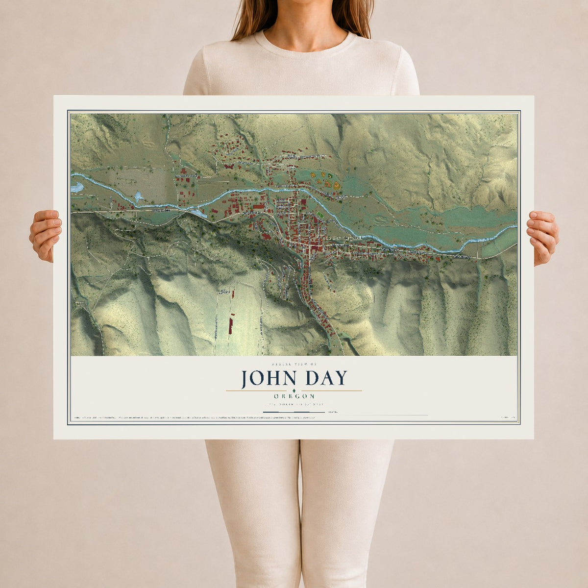 Map of John Day, Oregon, 24 x 36 inch unframed archival matte print