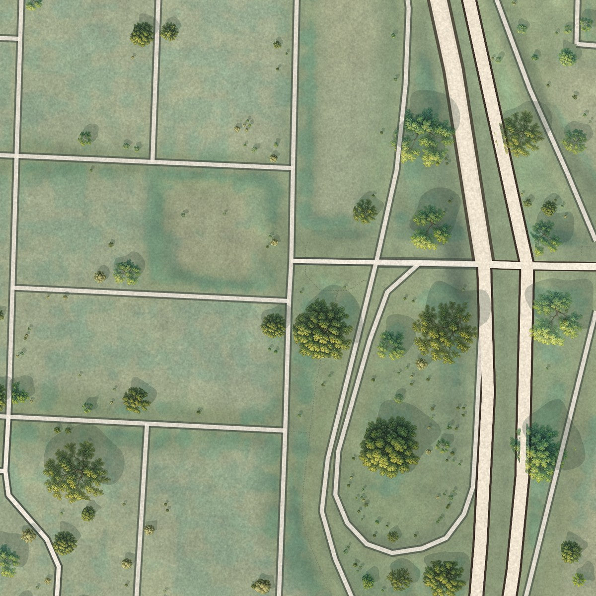 Second close-up of the map of Johnson City, Oregon print showing more streets and buildings