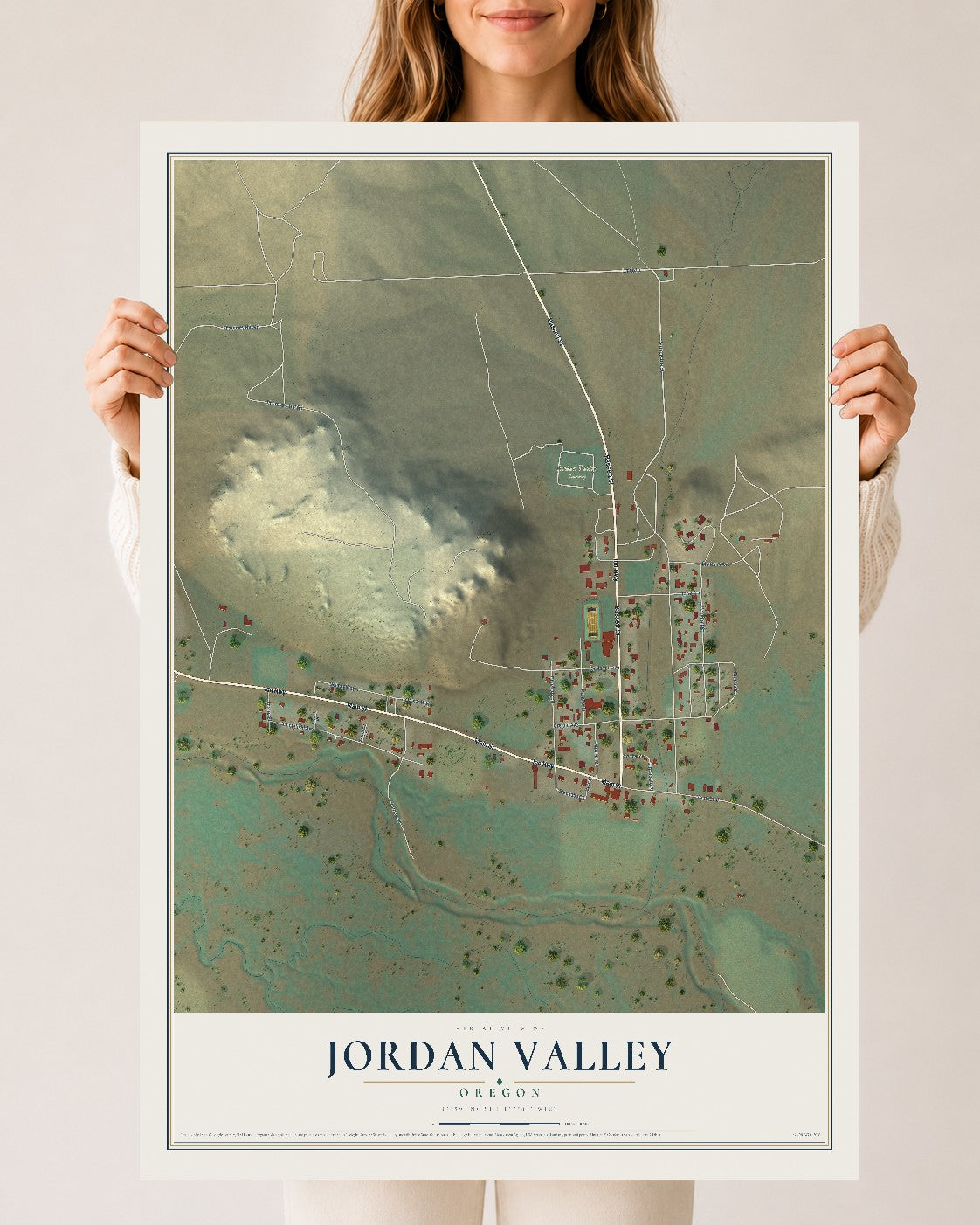 Map of Jordan Valley, Oregon, 24 x 36 inch unframed archival matte print