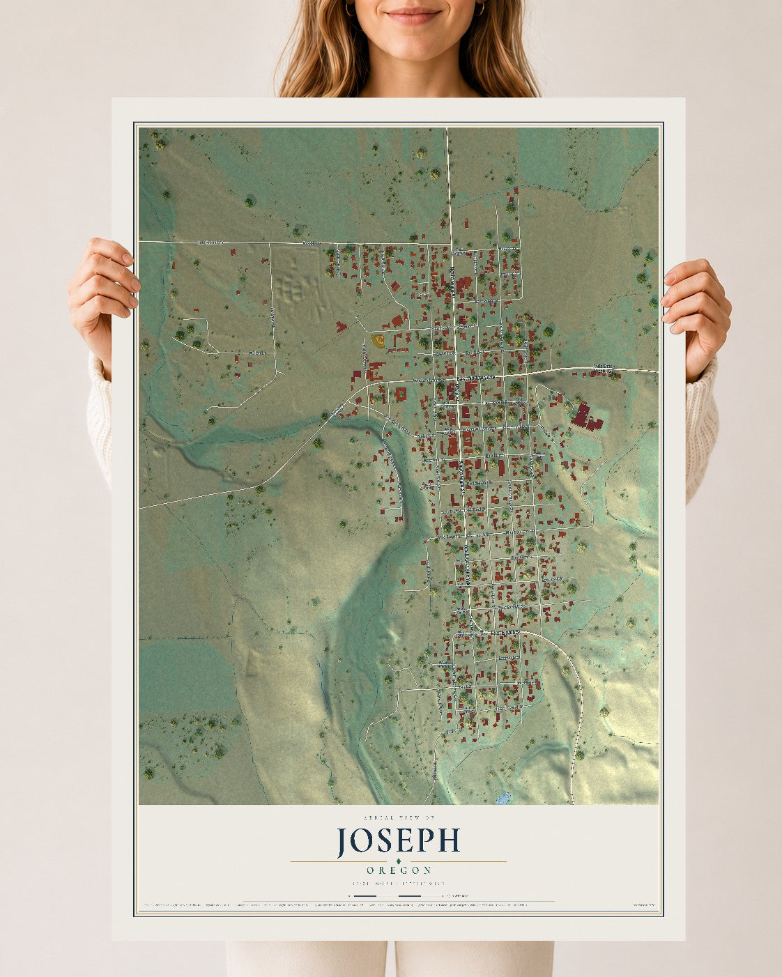 Map of Joseph, Oregon, 24 x 36 inch unframed archival matte print