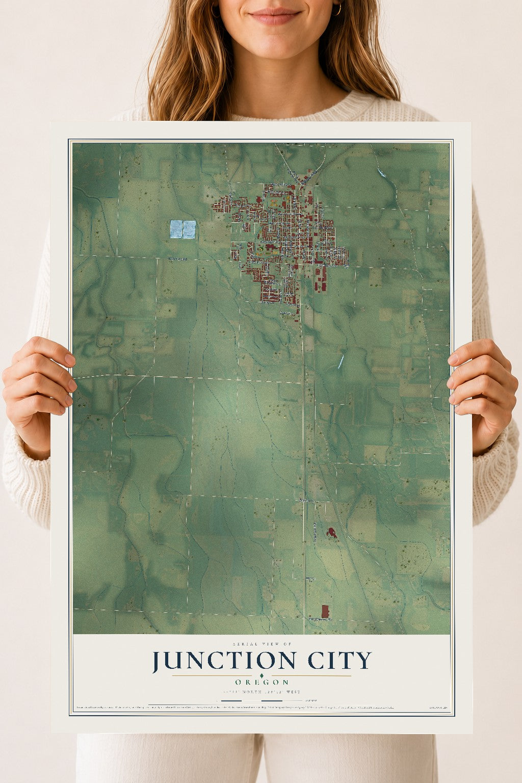 Map of Junction City, Oregon, 18 x 24 inch unframed archival matte print