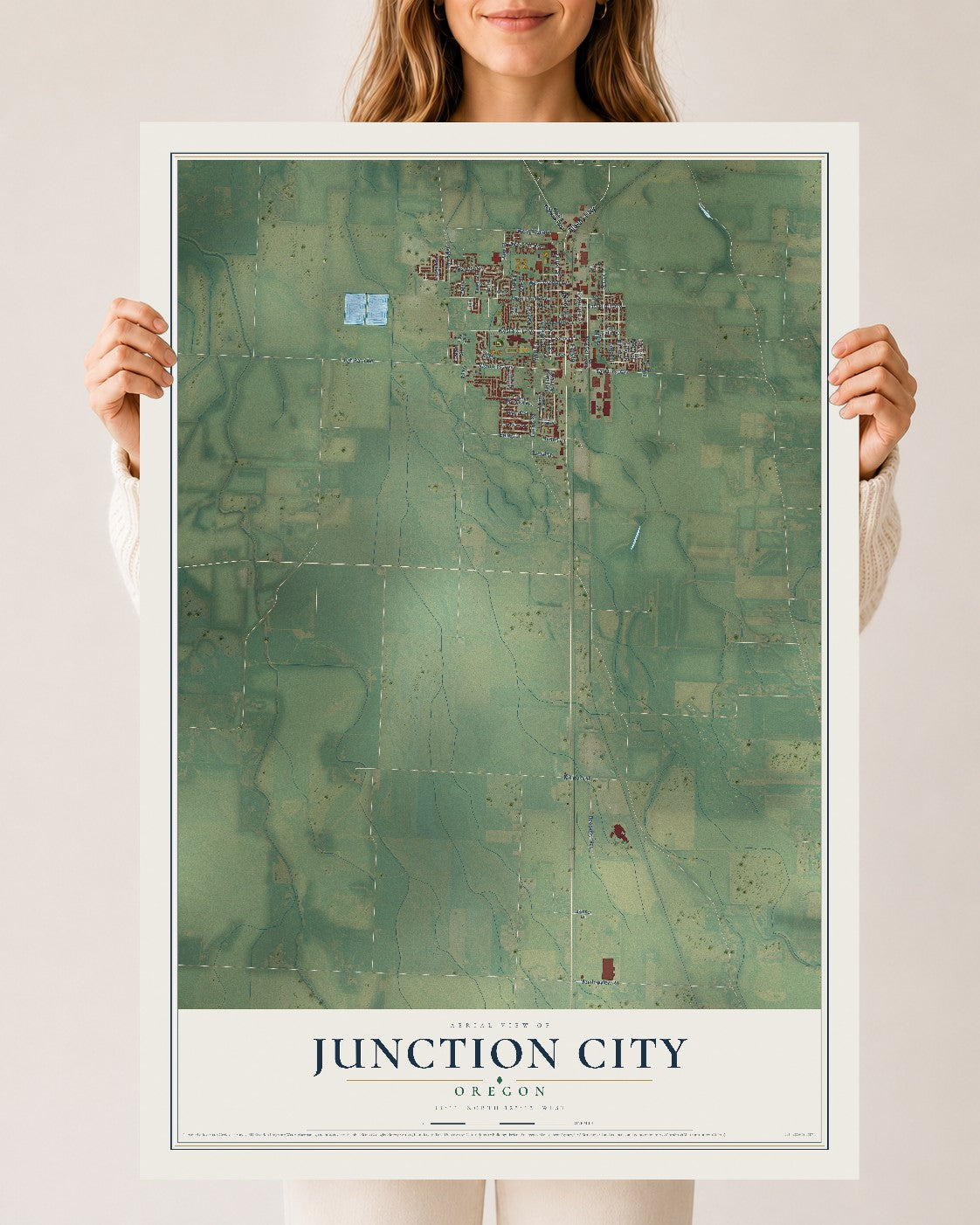 Map of Junction City, Oregon, 24 x 36 inch unframed archival matte print