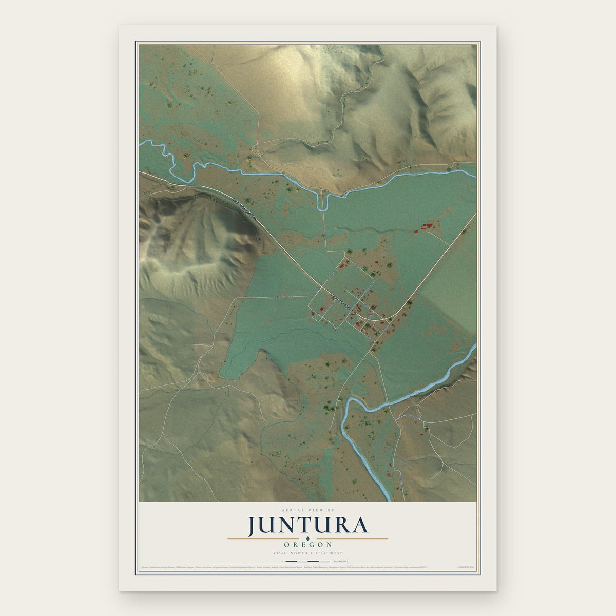 Juntura, Oregon map print, the full design