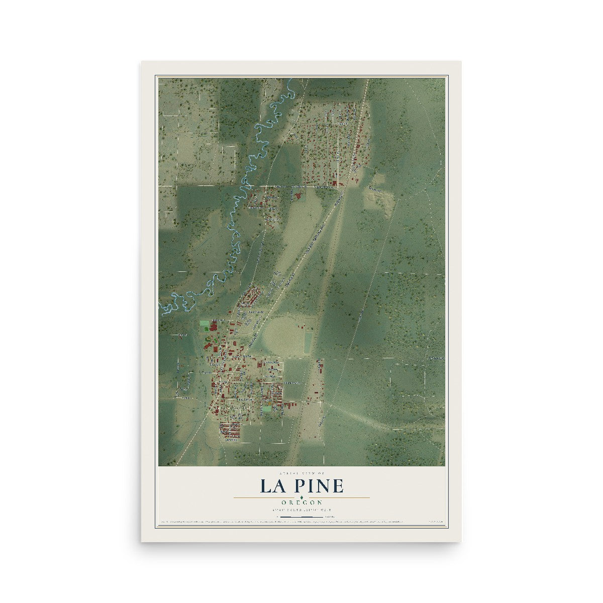 Map of La Pine, Oregon, 12 x 18 inch unframed archival matte print