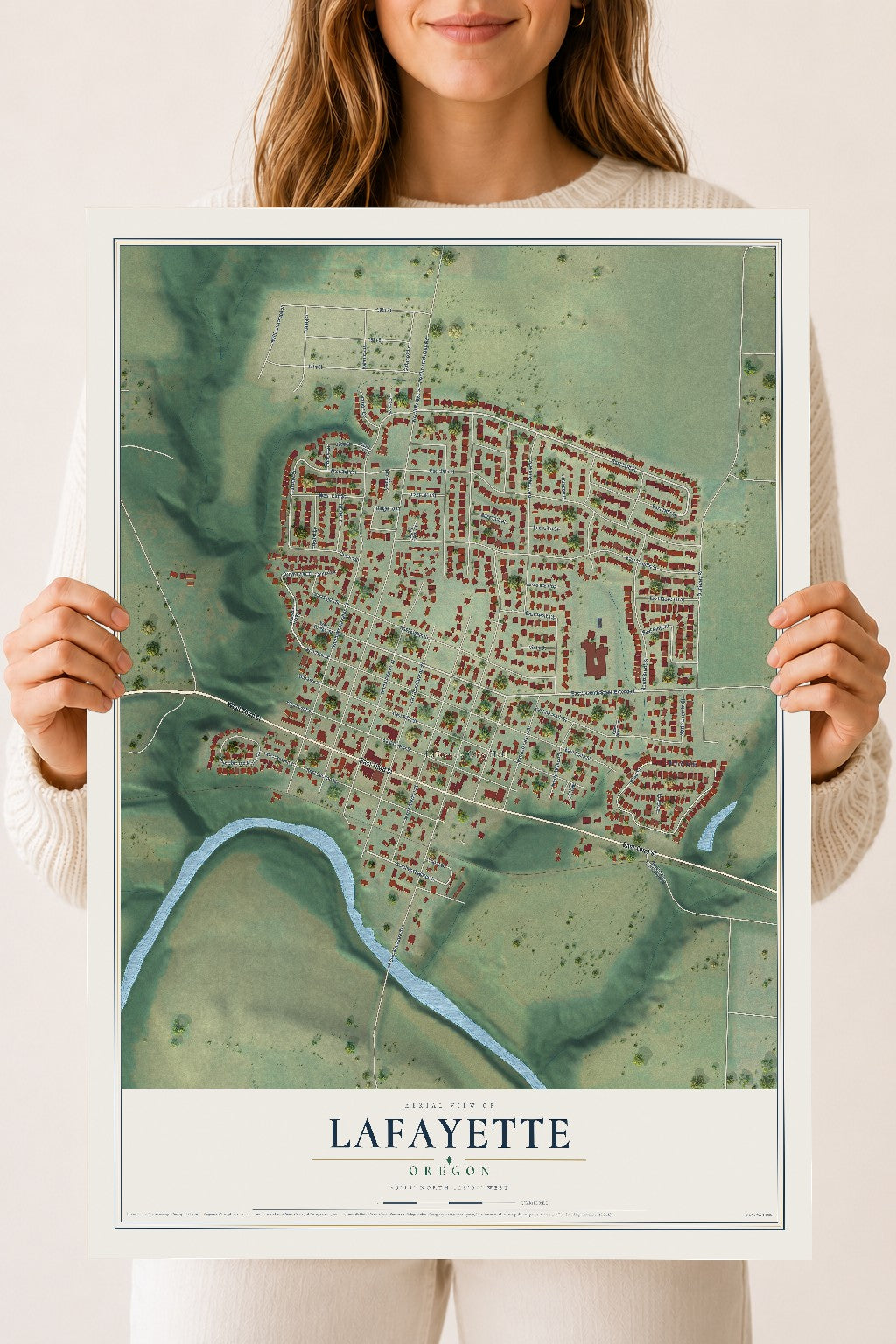 Map of Lafayette, Oregon, 18 x 24 inch unframed archival matte print
