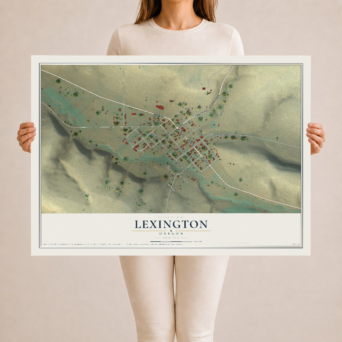 Map of Lexington, Oregon, 24 x 36 inch unframed archival matte print