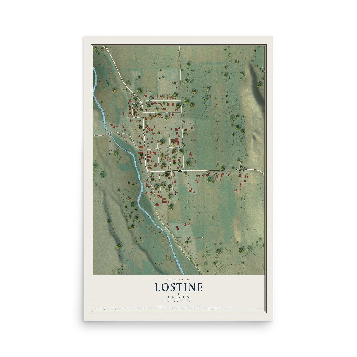 Map of Lostine, Oregon, 12 x 18 inch unframed archival matte print