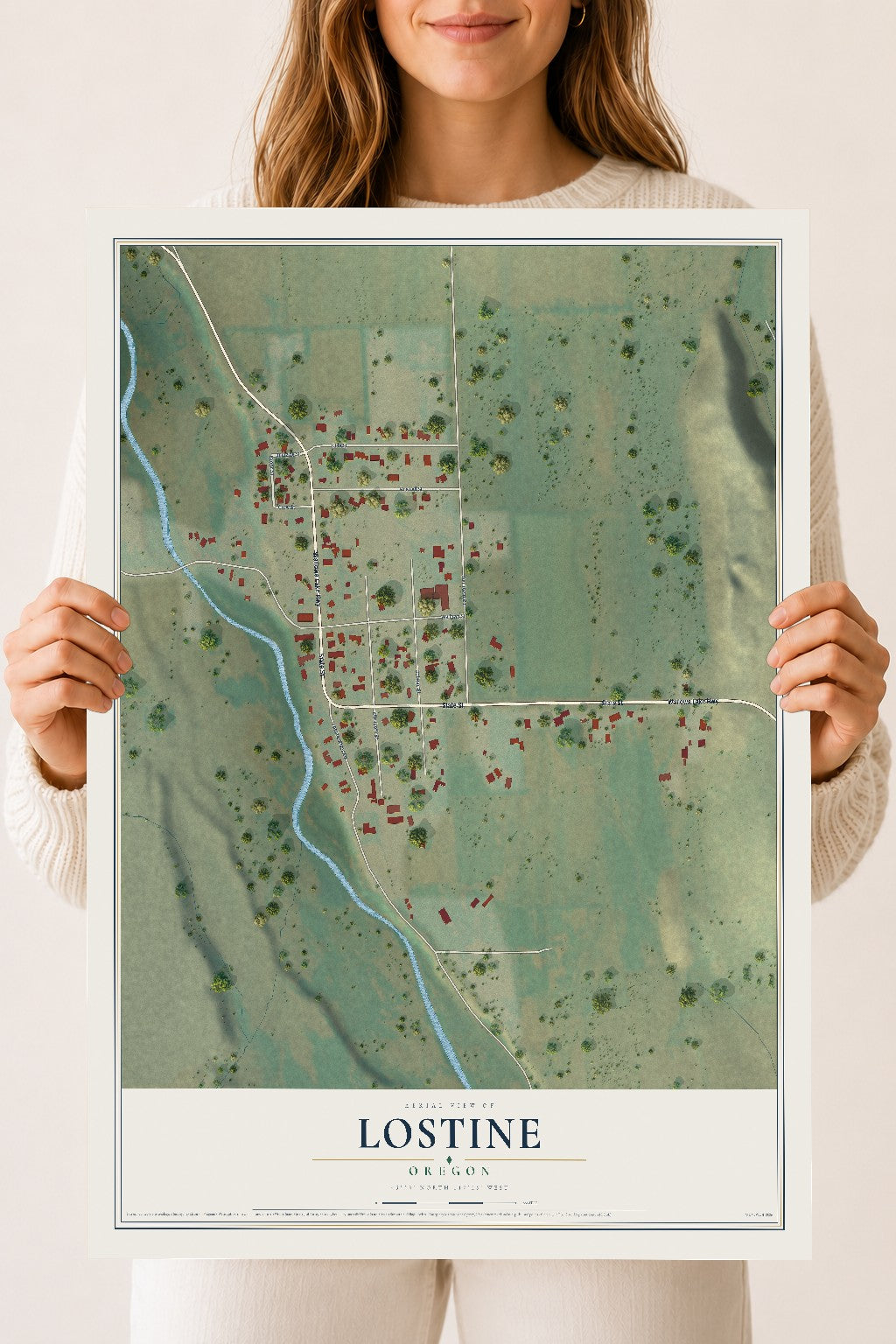 Map of Lostine, Oregon, 18 x 24 inch unframed archival matte print