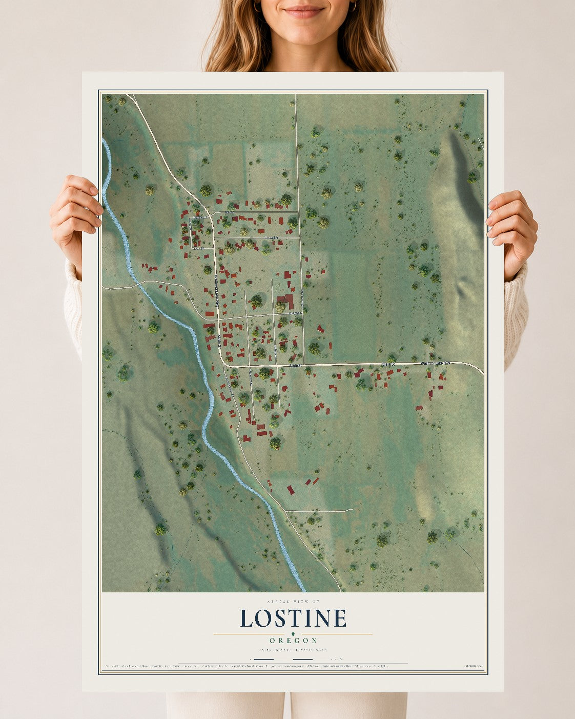 Map of Lostine, Oregon, 24 x 36 inch unframed archival matte print
